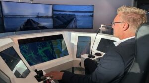 Inland Waterway Cargo Vessel Remotely Controlled from German Trade Fair